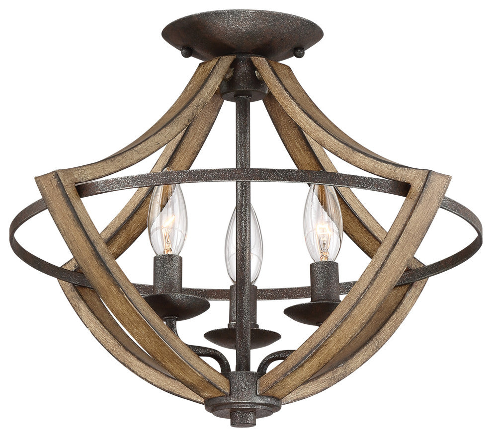 Quoizel SHR1716 Shire 3 Light 16-1/2"W Semi-Flush Ceiling Fixture - Rustic