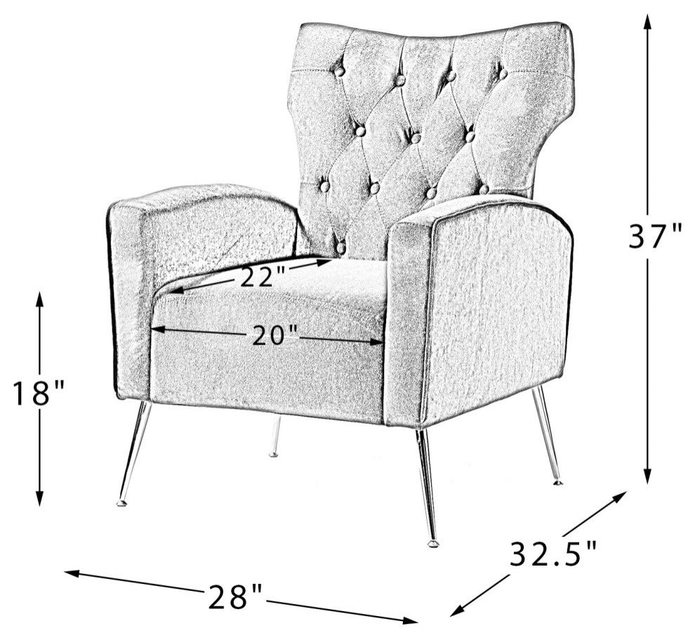 Accent Wingback Chair With Button Tufted Back, Green