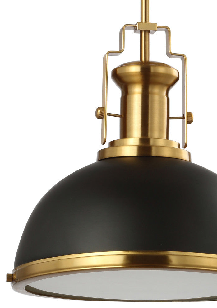 Homer 13"W LED Pendant - Black / Brass Gold