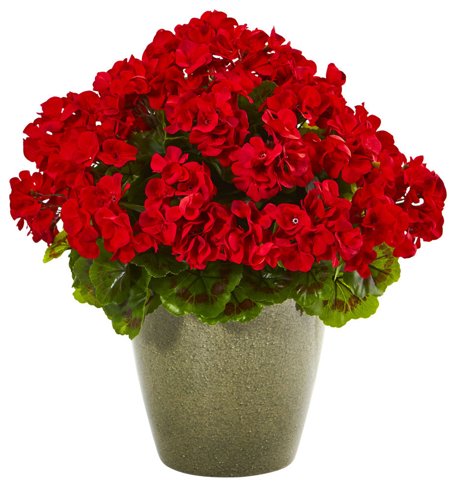 17" Geranium Artificial Plant UV Resistant, Indoor/Outdoor