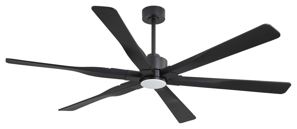 6-Blade Reversible LED Ceiling Fan, Light Kit & Remote Control, Black, 78"