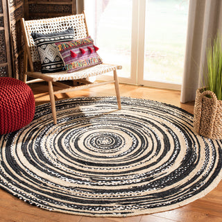 Safavieh Cape Cod Collection CAP209 Rug, Black/Ivory, 4' Round