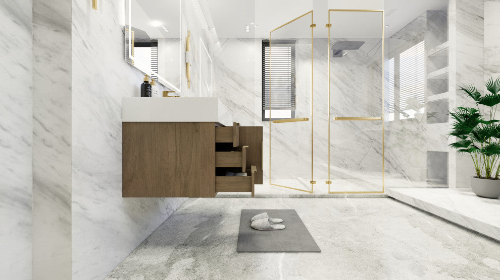 Madison 36" Wall Mounted Vanity With Reinforced Acrylic Sink, Light Oak