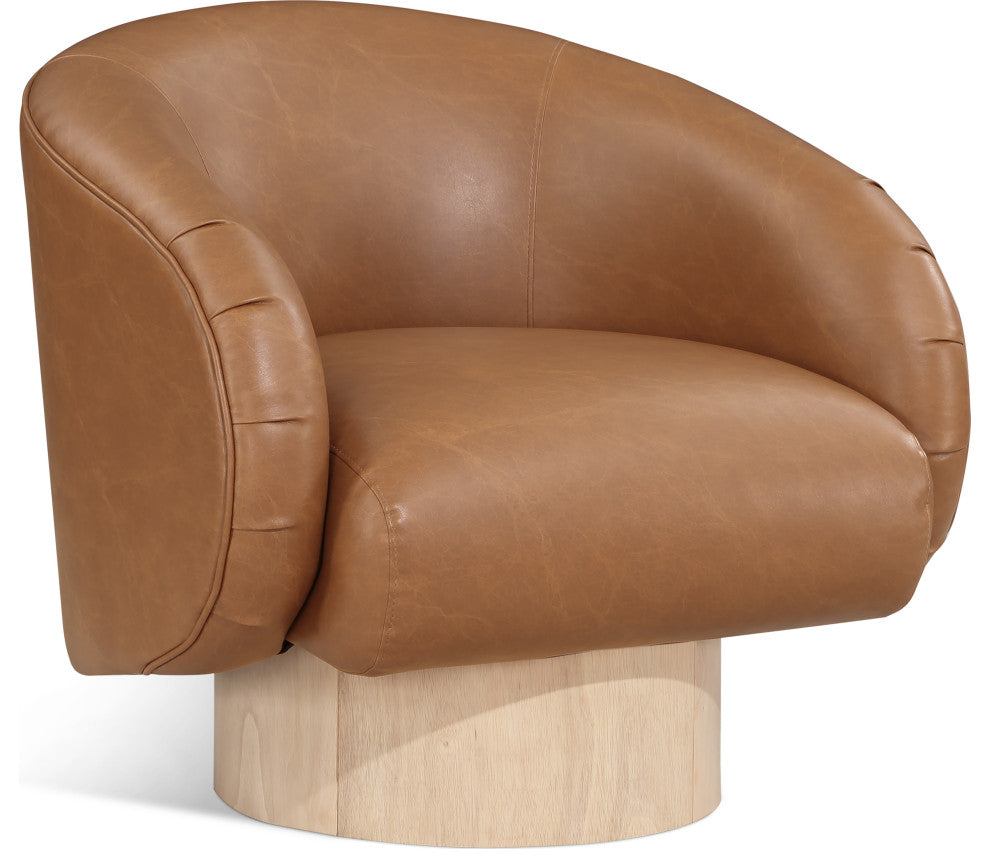 Gibson Vegan Leather Swivel Accent Chair, Cognac