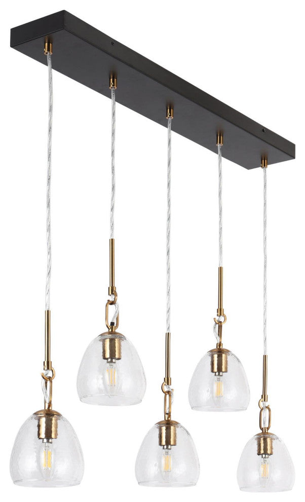 LNC 5-Light Black and Polished Gold Modern Linear Large Kitchen Island Light