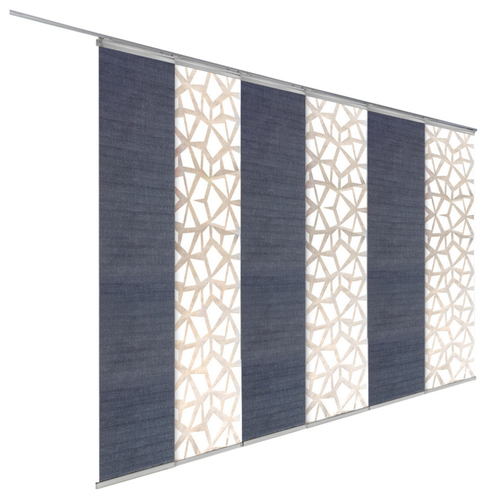 Scattered-Azure 6-Panel Track Extendable Vertical Blinds 94"Hx98-130"W