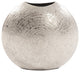 10' Hammered Silver Disc Shape Decorative Vase