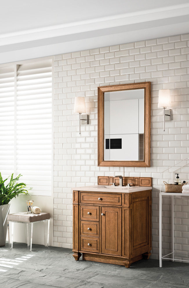 Bristol 30" Vanity, Saddle Brown, Eternal Marfil Quartz Top