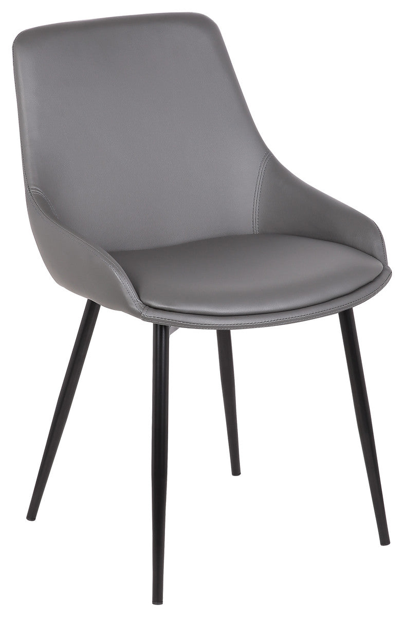 Mia Contemporary Dining Chair With Black Powder Coated Metal Legs, Gray