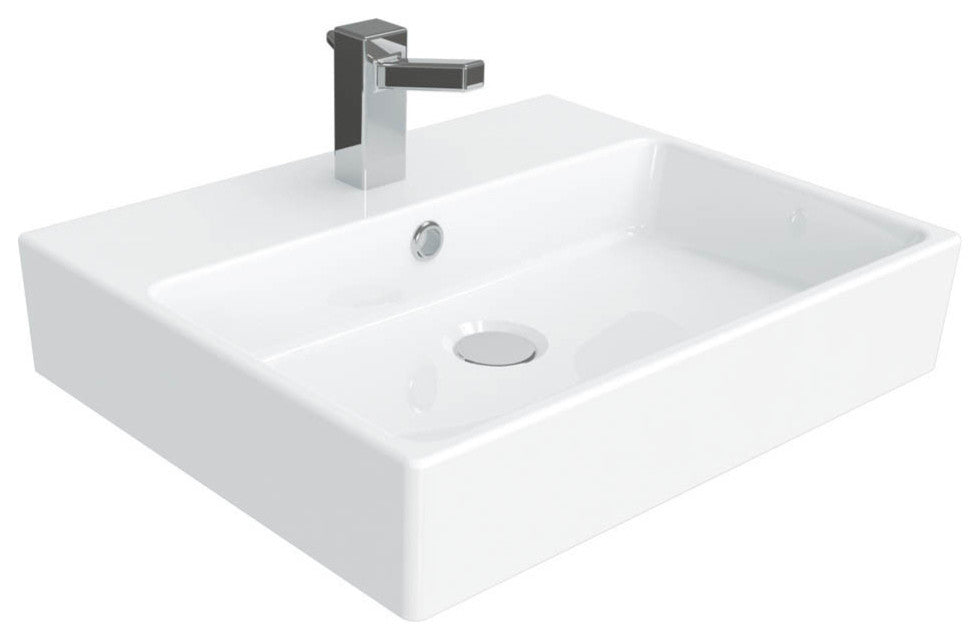 Simple 50.40B.01 Bathroom Sink, Ceramic White, 1 Faucet Hole