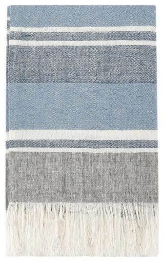 Lima 100% Belgian Linen 50"x70" Throw Blanket Blanket, Blue