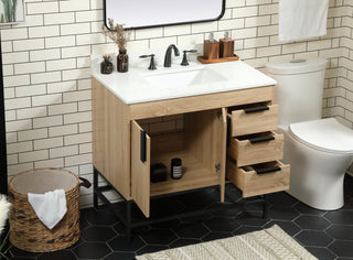 Home Living 22" Modern Mango Wood-Light Bathroom Vanity