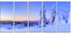 Sunset over Frozen Trees, Modern Landscape Canvas Art, 60"x28", 5 Panels