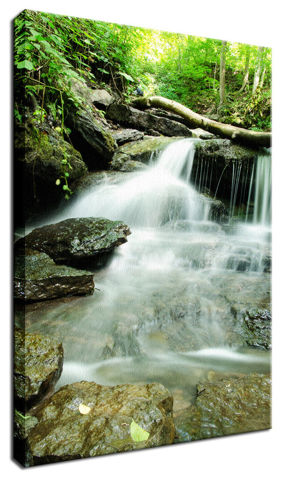 Pixley Falls 2 Rural Waterfall, Landscape Photo Canvas Wall Art Print, 16" X 20"