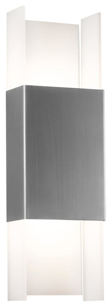 Ansa Outdoor LED Sconce, Marine Grade Brushed Stainless Stee, Soft White