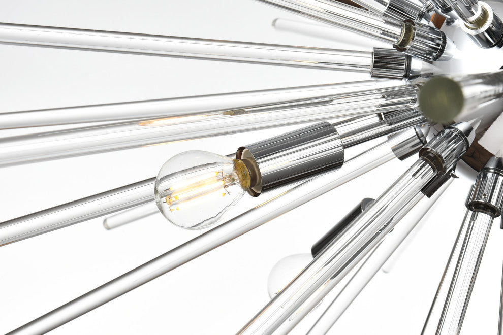 Samuel 46" Crystal Rod Pendant, Chrome