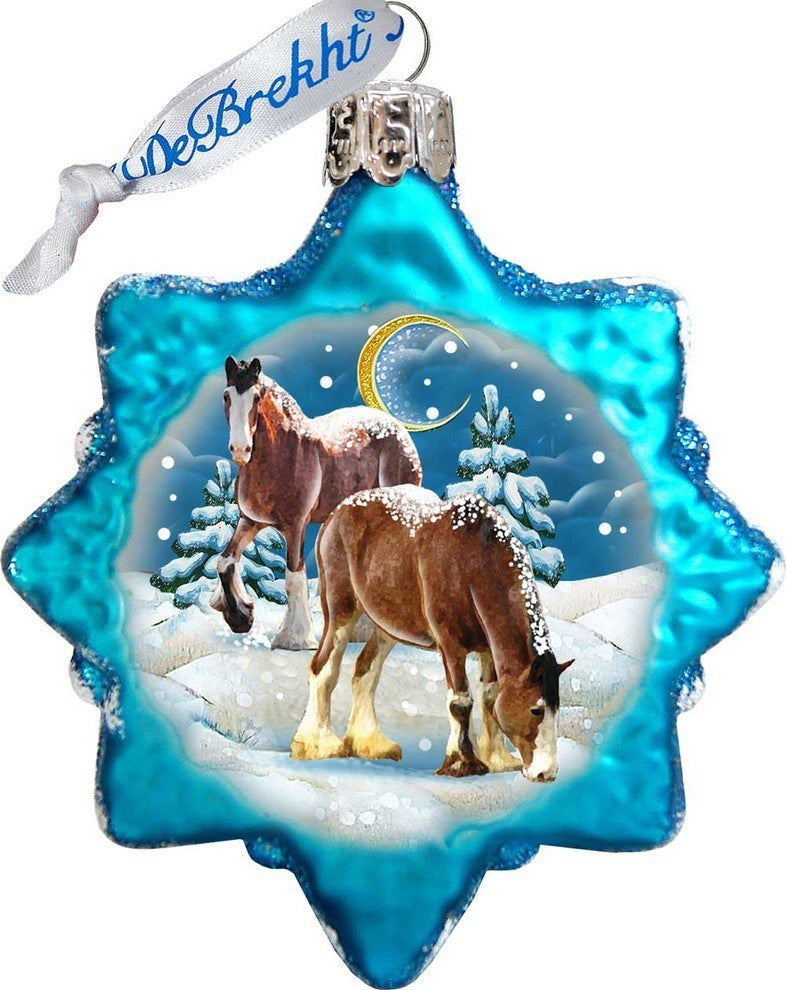 Keepsake Santa''s Horse Scenic Glass Ornament