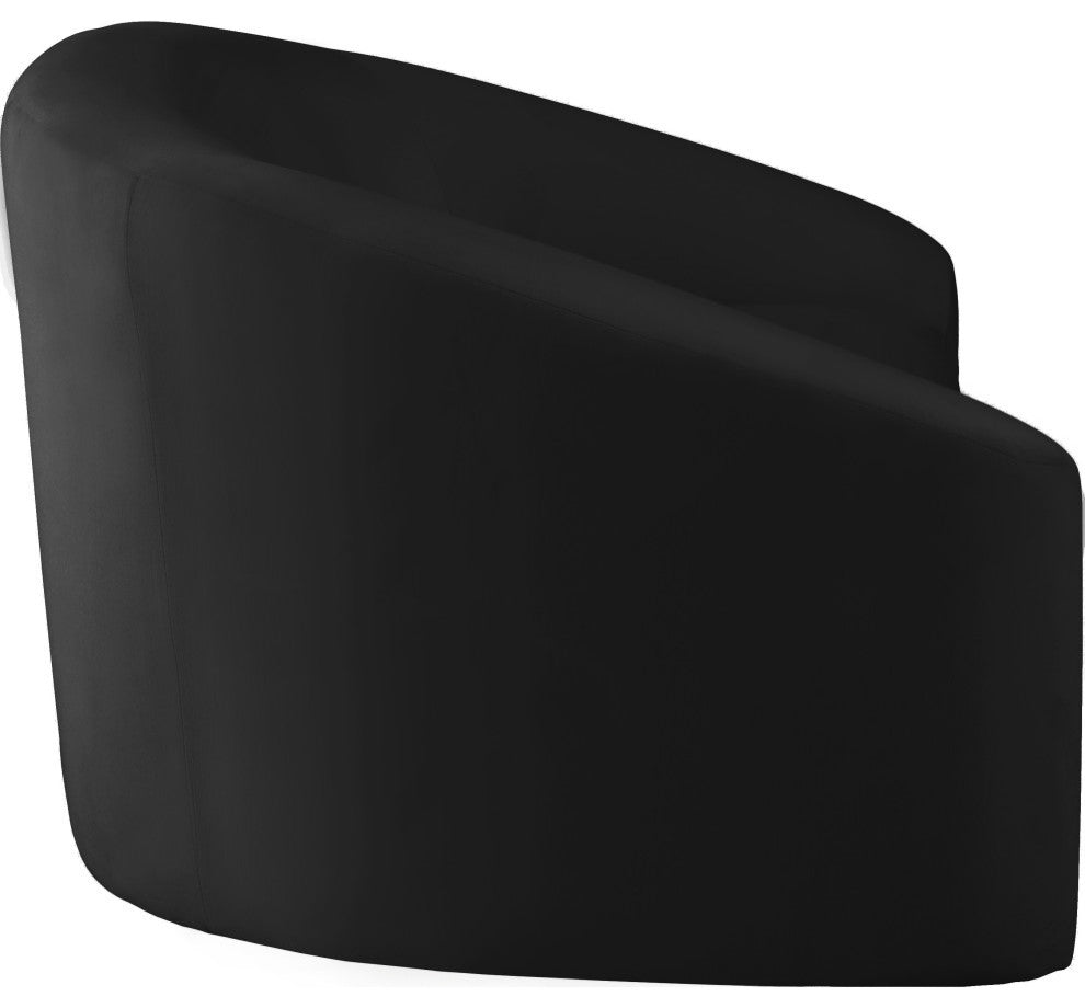 Riley Velvet Upholstered Rounded Sofa, Black