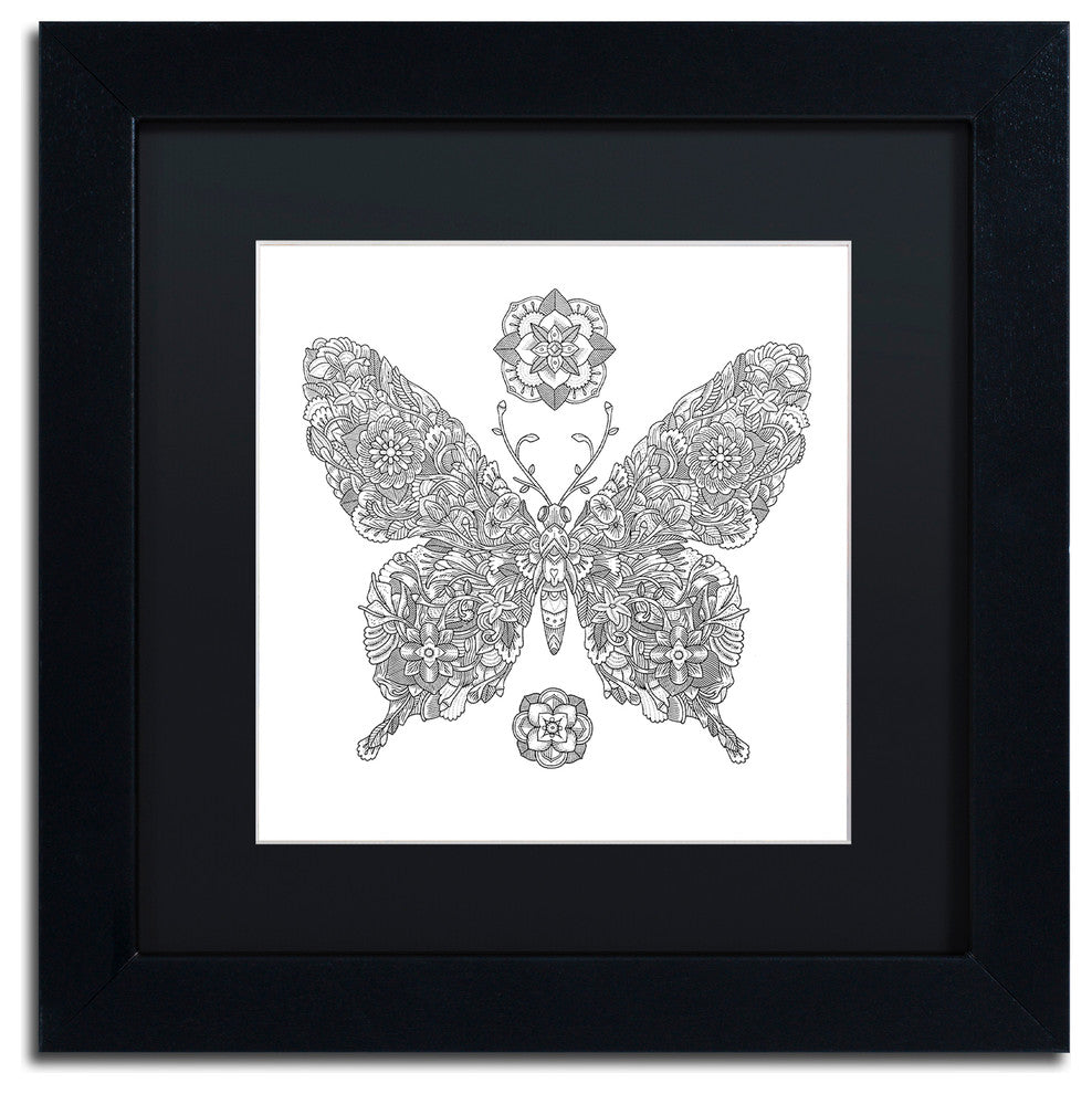 Filippo Cardu ''Butterfly Princess'' Art, Black Frame, Black Mat, 11x11