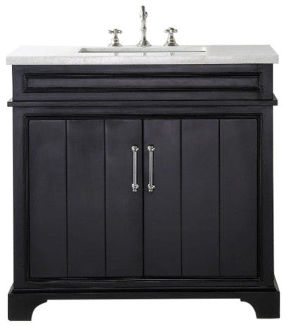 36" Wood Sink Vanity With Quartz Top-No Faucet