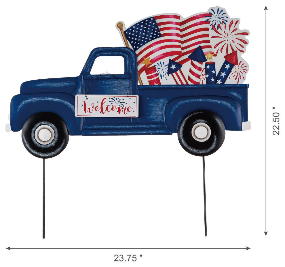 24"L Metal American Truck Yard Stake or Wall Decor