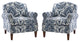 Comfy Armchair With Nailhead Trims Set of 2, Navy