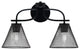 Cavella 2 Light Bath Bar In Matte Black Finish, 7" Matte Black Mesh Metal Shades