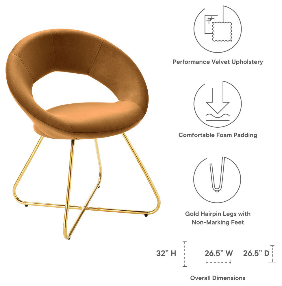 Nouvelle Performance Velvet Dining Chair Set of 2 Gold Cognac