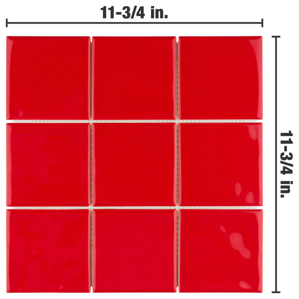 Twist Square Ceramic Mosaic Tile, Red Cherry