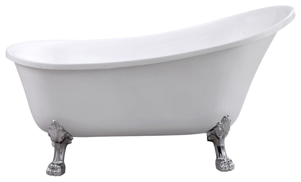 ARIEL 59" Acrylic Freestanding Bathtub Polished Chrome and Overflow Drain