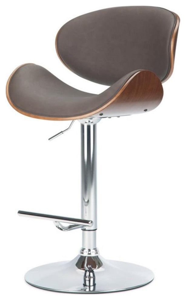 Marana Adjustable Height Gas Lift Bar Stool In Distressed Brown Faux Leather