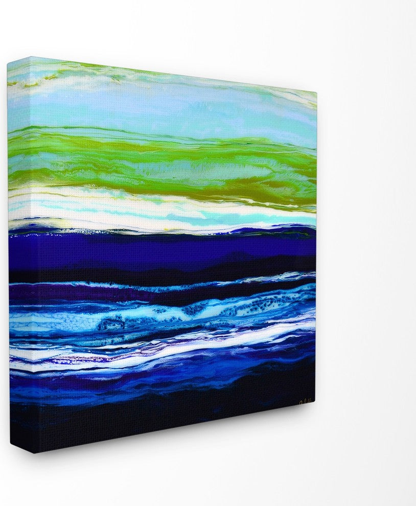 Acrylic Resin Ocean Sea Breeze Air Abstract Canvas Wall Art, 24"x24"