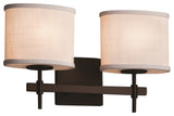 Textile Union 2-Light Bath Bar, Oval, Dark Bronze, White Fabric Shade