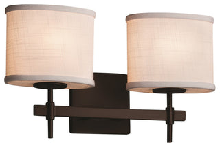 Textile Union 2-Light Bath Bar, Oval, Dark Bronze, White Fabric Shade