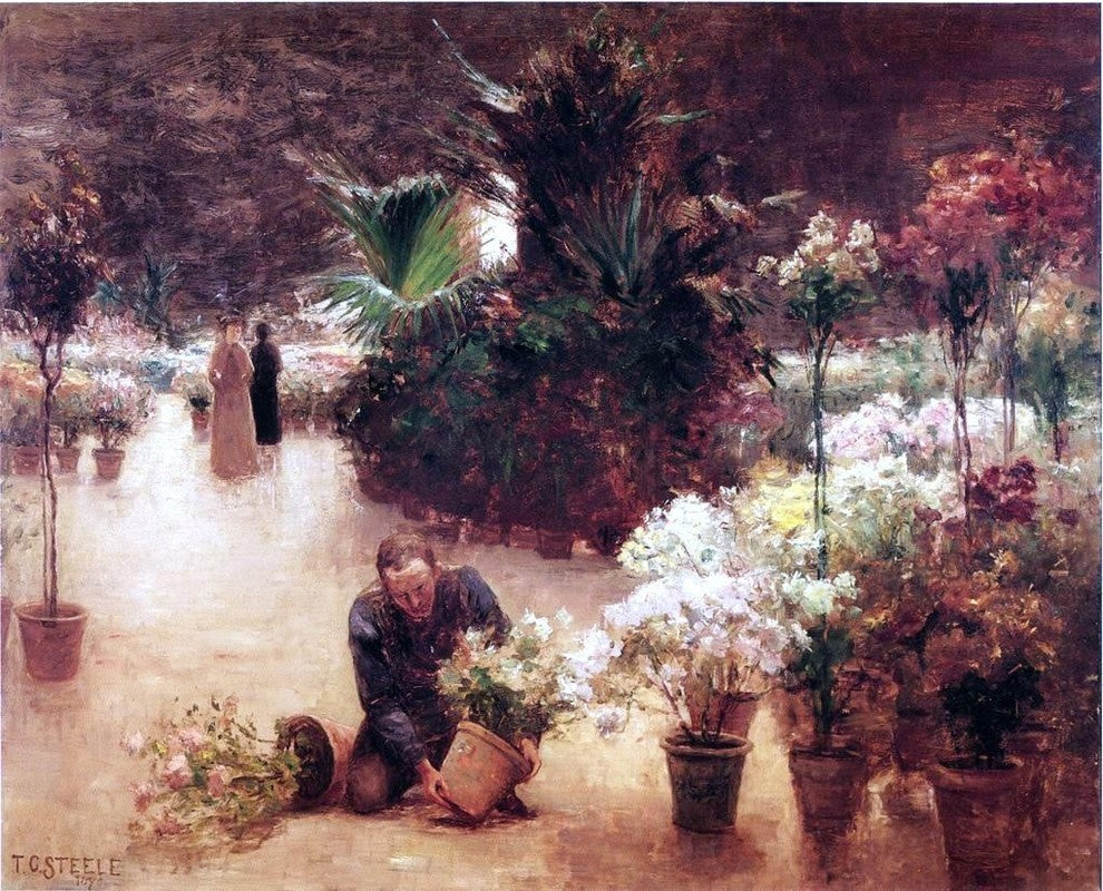 Theodore Clement Steele Flower Mart, Gallery Wrapped Canvas Print, 20"x25"