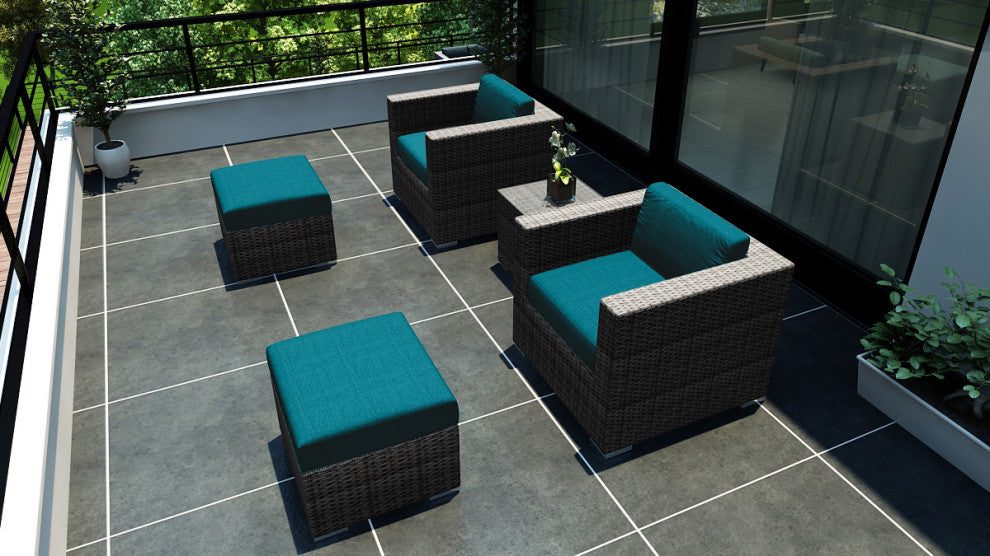 District 5 Piece Club Chair Set, Spectrum Peacock