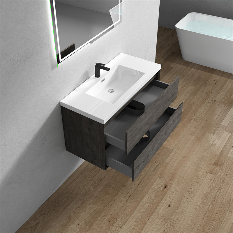 Ashley 42'' Floating Vanity, Acrylic Top, Smoke Oak