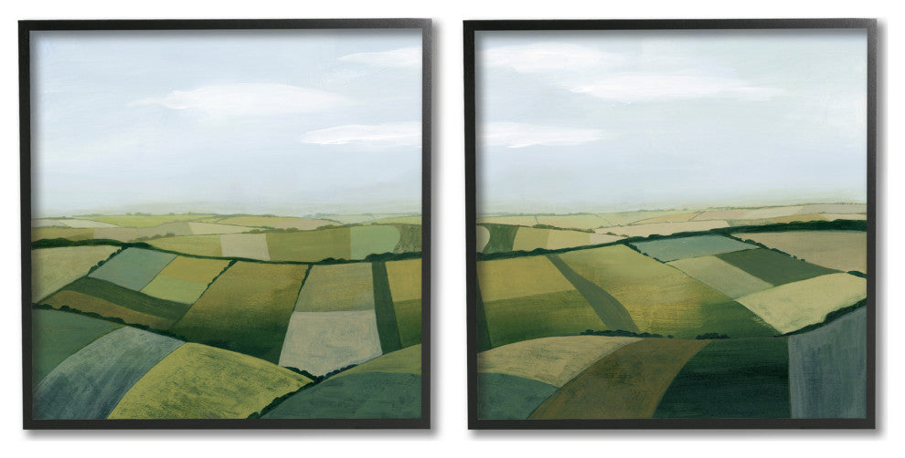 Rolling Hill Farm Crop Landscape Patchwork Grass Fields,17 x 17