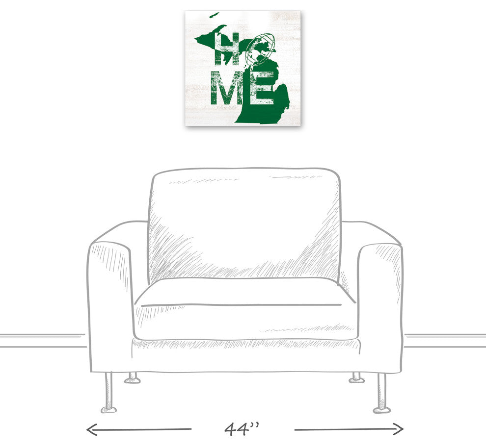 Michigan Football State Pride 16x16 Canvas Wall Art, White/Green