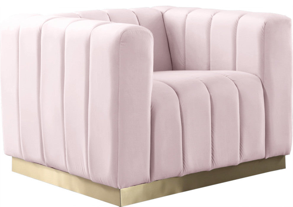 Marlon Velvet Upholstered Chair, Pink