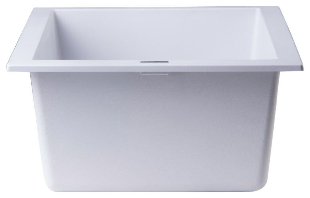 ALFI brand AB1720UM-W White 17" Undermount Rectangular Granite Prep Sink
