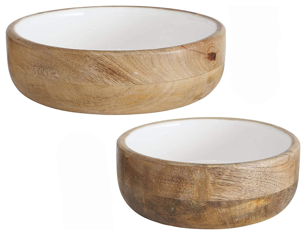 2 Piece Mango Wood and Lacquer Bowl Set