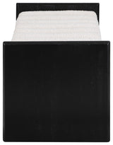 Waverly Boucle Fabric Upholstered Bench, Cream, 52" Wide, Black Finish