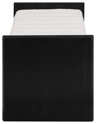 Waverly Boucle Fabric Upholstered Bench, Cream, 52" Wide, Black Finish