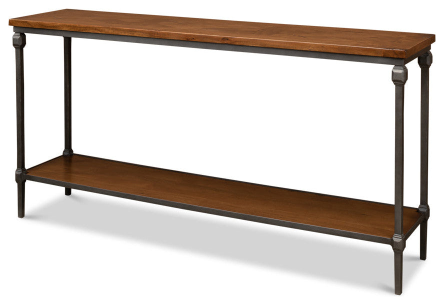 Huntsman Console Table With Shelf Wood and Iron Frame