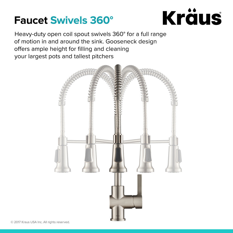 Britt Commercial Style 3-Function Pull-Down 1-Handle 1-Hole Kitchen Faucet, Spot Free Stainless Steel With Soap Dispenser