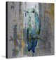 "Blue Songbird" Painting Print on Brushed Aluminum, 32"x32"