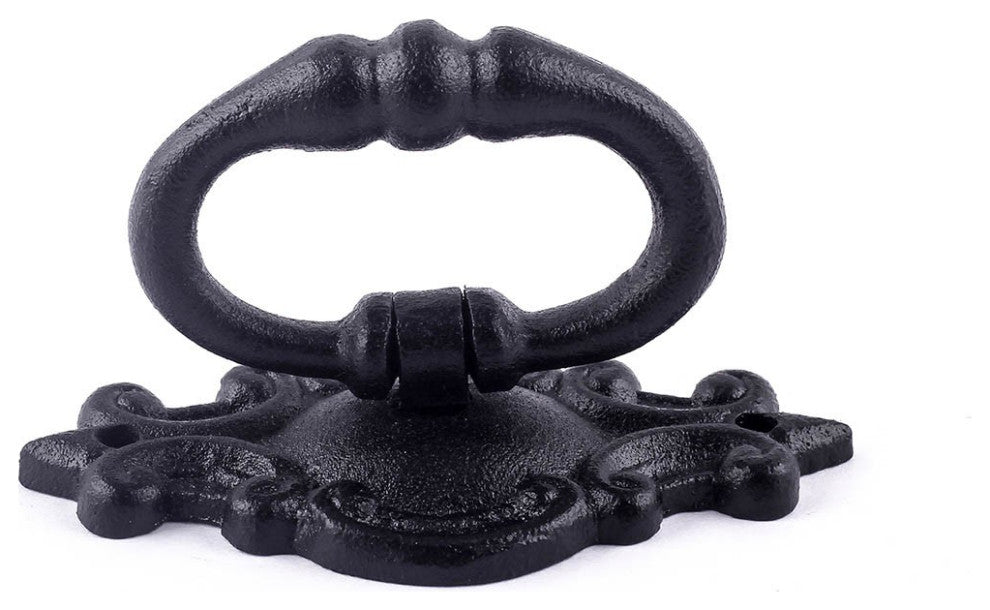 Black Cast Iron Cabinet Drawer Ring Pull Handle 3 1/8" Small Pull with Hardware