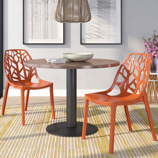 Leisuremod Cornelia Hollow Back Dining Side Chair, Set of 2, Orange