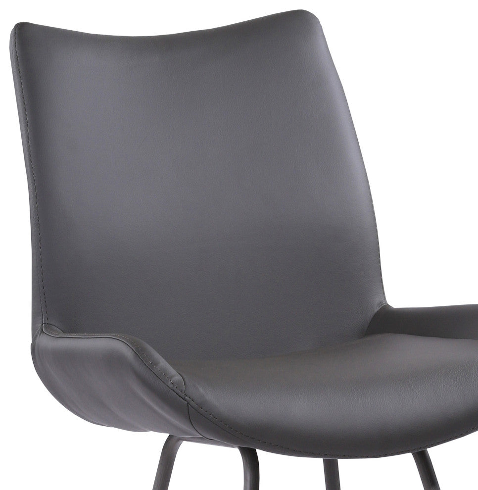 26" Elegant Gray Faux Leather Brushed Gray Metal Finish Armless Bar Stool